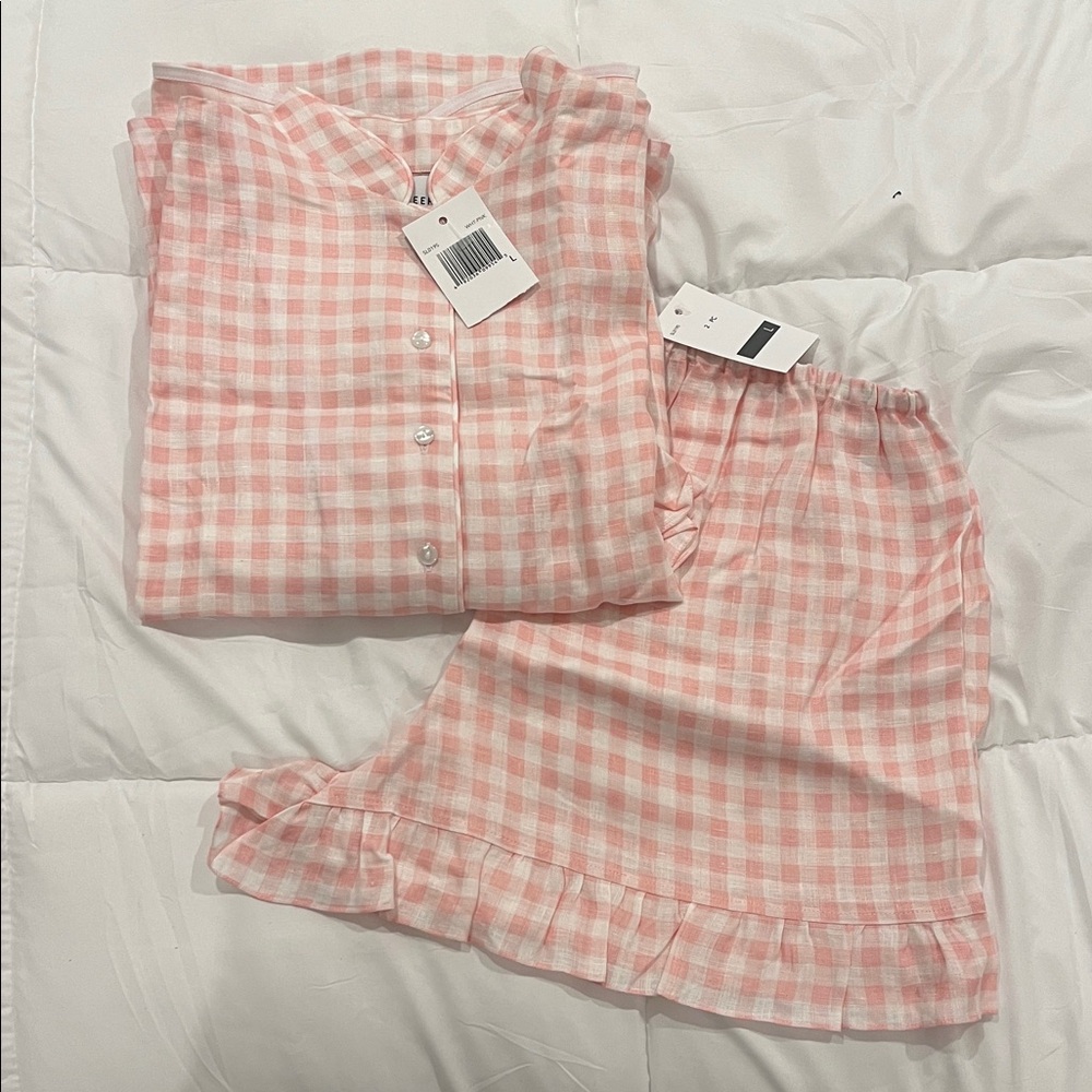 NWT Sleeper Pink Gigham Pajama Set